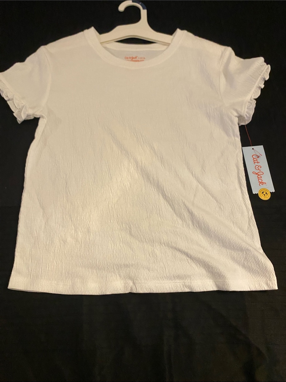 Cat & Jack White Short Sleeve Ruffle Shoulder Tee